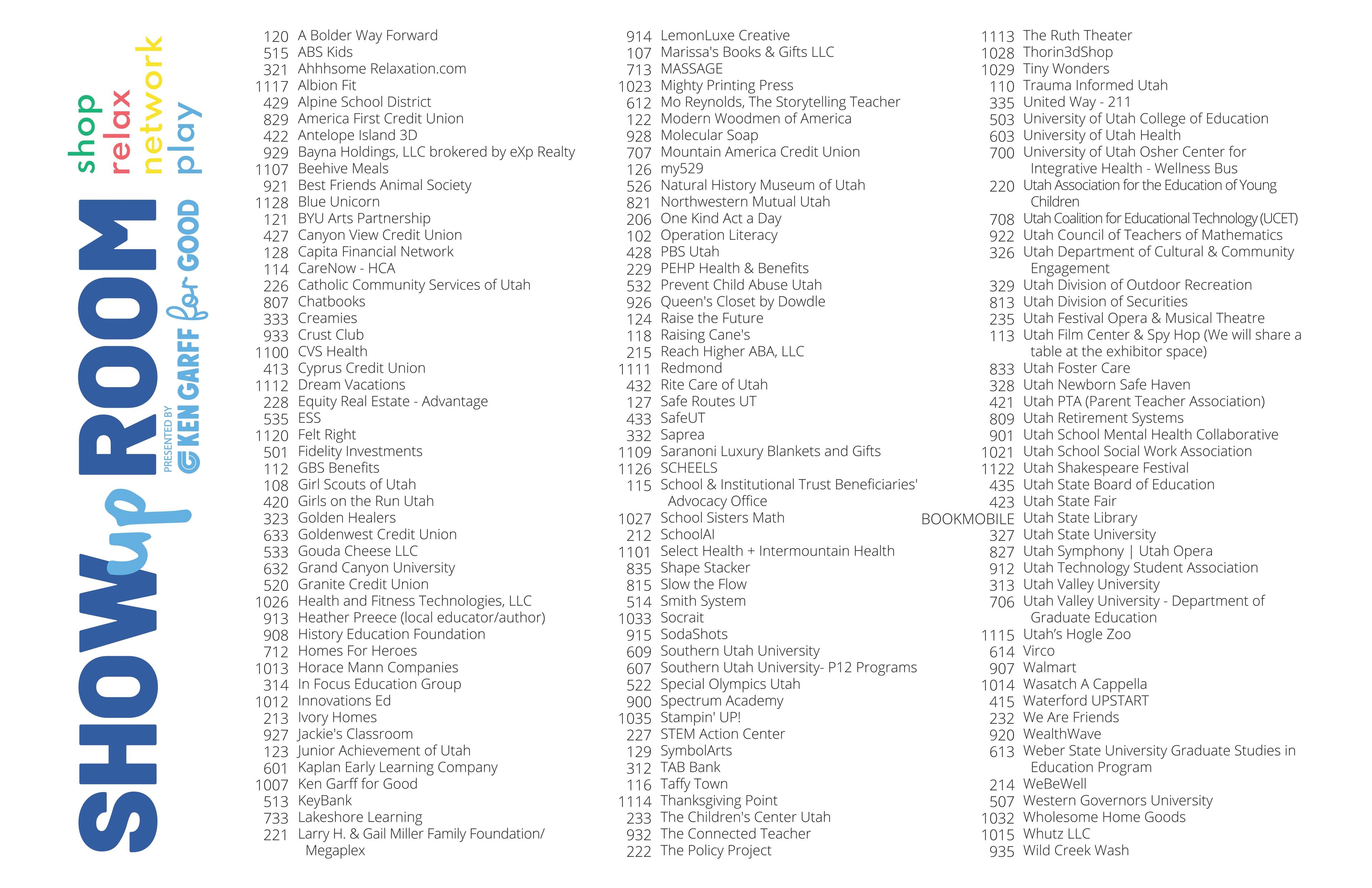 Exhibitor List